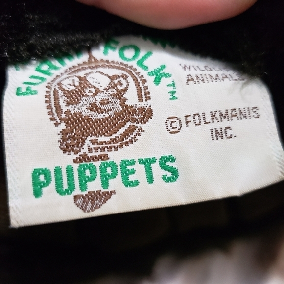 Folkmanis Furry Folk Black Bear 12 Inch Hand Puppet Vintage Corduroy Lining - Picture 8 of 10